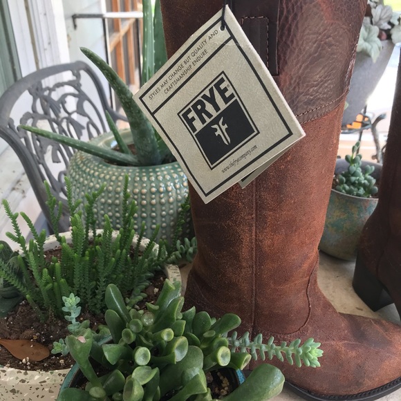 Frye Shoes - FRYE AUTUMN SHIELD TALL REDWOOD OILED SUEDE & LEATHER BOOTS SIZE 7